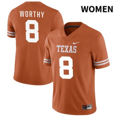 Texas Longhorns Women's #8 Xavier Worthy Authentic Orange NIL 2022 College Football Jersey DNM78P6I